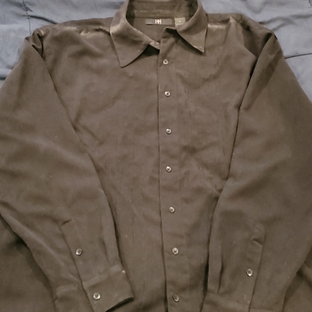 H&H Men Black Long Sleeve Patteterned Shirt
